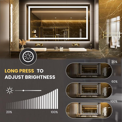 LOAAO 68"x40" LED Bathroom Mirror - Image 3