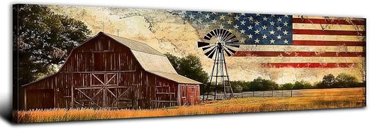 Farmhouse Barn Wall Art Vintage Western Wall Decor Country Windmill Pictures by AREBOLOLLC