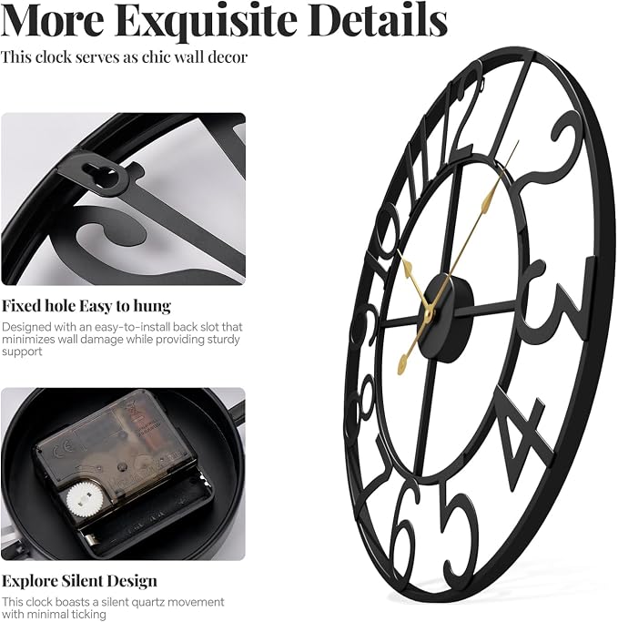 Cuspin Large Wall Clock for Living Room Decor, 30 Inch Wall Clock - Image 5