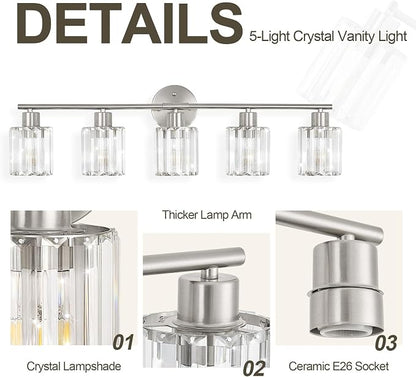 Crystal Bathroom Light Fixtures, Bathroom Lighting Fixtures Over Mirror - Image 4