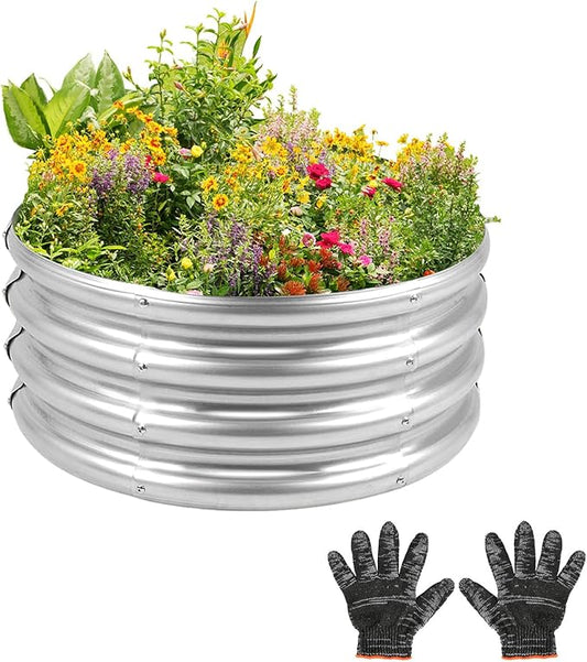 Outdoor Metal Galvanized Raised Planter Box,Rectangular Large Garden Bed Kit for Vegetables, Fruits, Flowers and Herbs 4X2X1 FT (4X4X1)