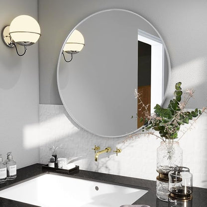 BEAUTYPEAK 24 Inch Round Mirror, Metal Frame Circle Mirror, Wall Mounted - Image 7
