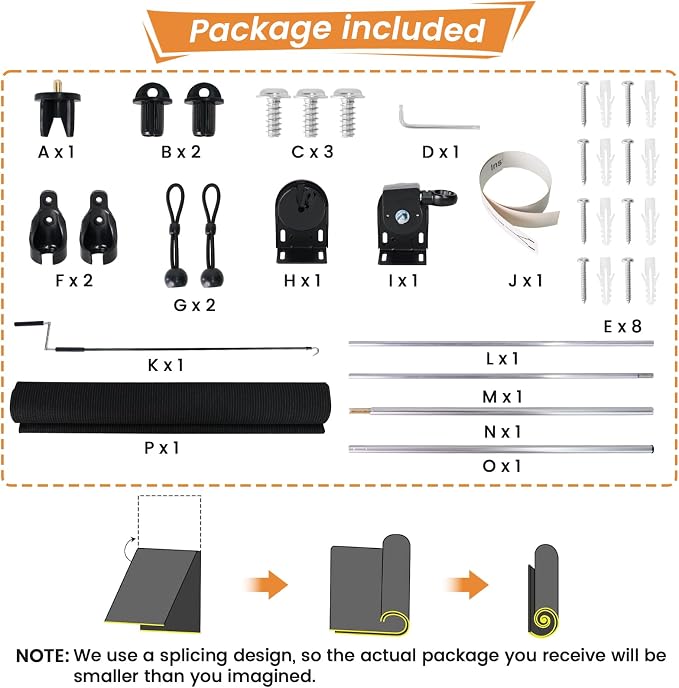 7'W x 8'H Black Patio Shades Roll up Outdoor Roller Shade Crank Wand Blind - Image 8