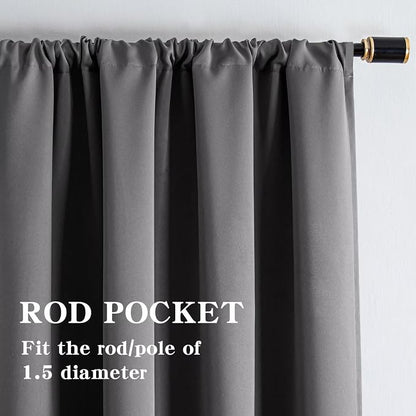 IGEMAEVE Blackout Curtains 90 Inch Length 2 Panels Set, Rod Pocket Energy - Image 2