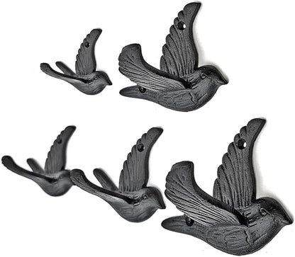 Ambipolar Flying Bird Iron Cast Decorative Bird Wall Mounted Coat Hooks by Ambipolar