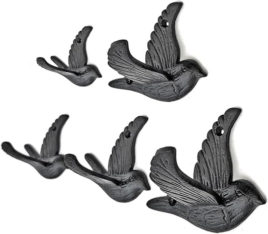 Ambipolar Flying Bird Iron Cast Decorative Bird Wall Mounted Coat Hooks by Ambipolar