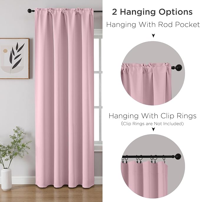 CUCRAF Light Pink Blackout Curtains 45 inch Length 2 Panels Set, Rod Pocket - Image 3