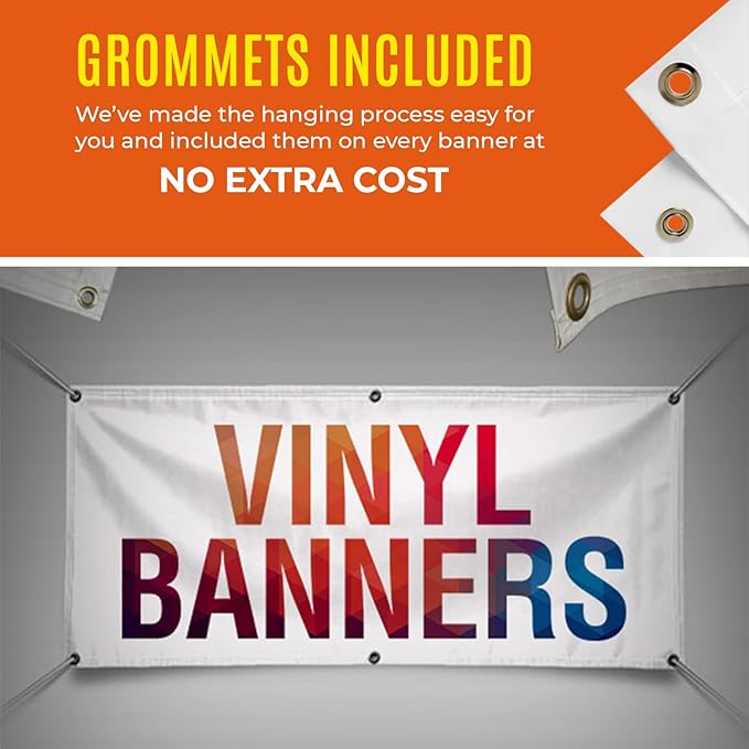 Personalized Vinyl Banner 8' x 30' – Custom Full Color 13oz Sign for Business, Graduation, Birthday Parties – Indoor/Outdoor Use – Add Text, Photos & Graphics – High-Definition Print