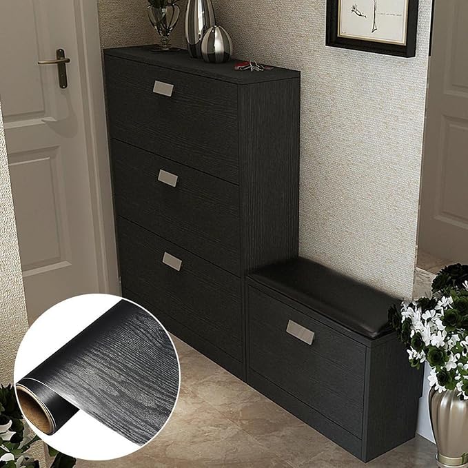 practicalWs Black Wood Wallpaper 35.4 in x 118 in Peel and Stick Wallpaper - Image 2
