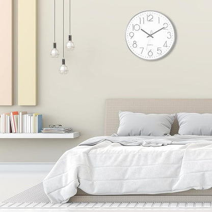 Foxtop Large Silver Wall Clock 14 Inch Silent Non-Ticking Battery Operated - Image 5