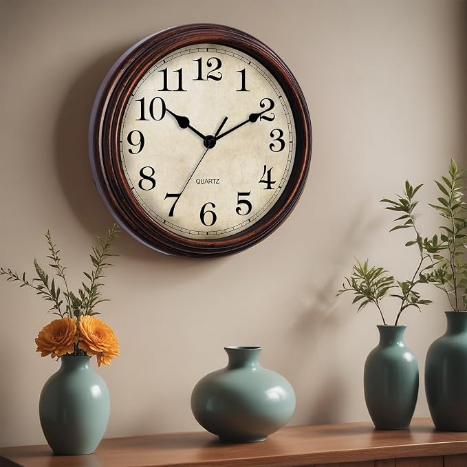 Wall Clock, 9 Inch Silent Non Ticking Classic Battery Operated Clocks, - Image 5