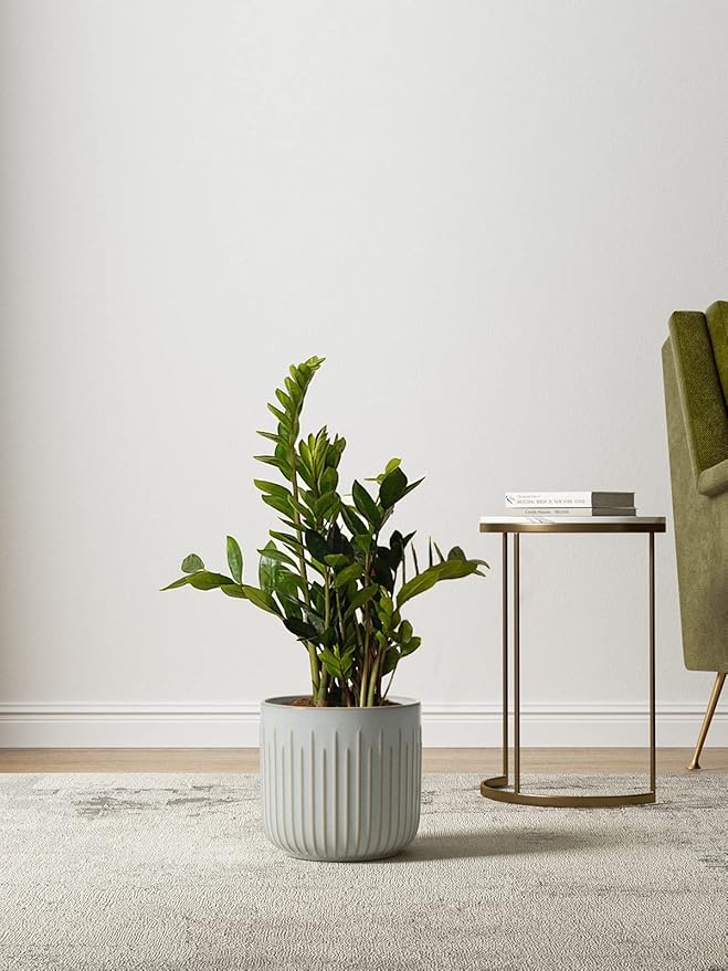 LE TAUCI Ceramic Planters, Set of 3 Plant Pots for Indoor Plants, 8.3+6.9+5.7 inch Flower Pots with Drainage Holes, Large Cylinder Planters Pot for Outdoor Indoor House Plants, Glaze Blue Gray