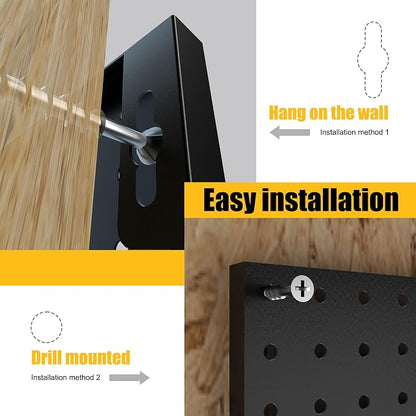 Spampur Peg Board, 4 Pack Metal Pegboard Panels Black Pegboards Wall Organizer - Image 6