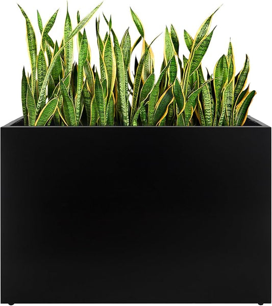 Metal Rectangular Planter, 35.5"x 10"x 28" Black Planter Box for Outdoor, Easy Installation Galvanized Steel Planter with Drainage Holes, Outdoor Planter for Porch/Patio/Garden
