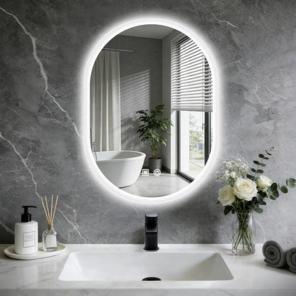 16x24 LED Bathroom Mirror with Lights Oval, Lighted Bathroom Vanity Mirror by Unknown