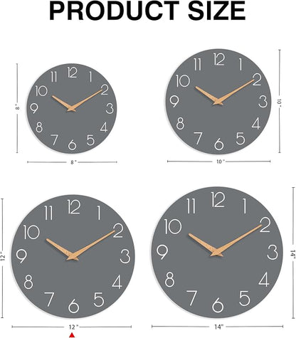 cicininc Wall Clock, 12 Inch Wooden Silent Non-Ticking, Decorative Battery - Image 3