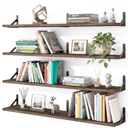 YGEOMER Floating Shelves for Wall, 35in Brown Wall Shelves for Living Room by YGEOMER