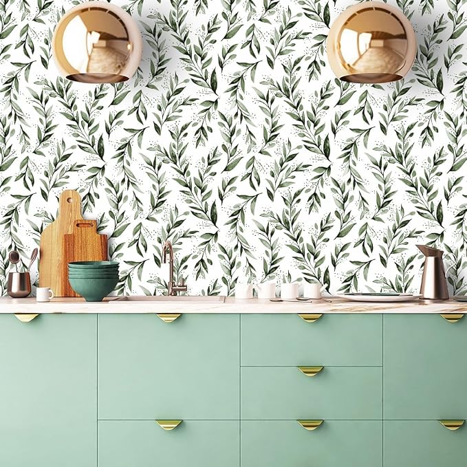 Livebor Green Leaf Wallpaper Peel and Stick Olive Leaf Contact Paper 17.7inch x - Image 4