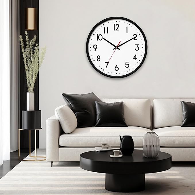 HZDHCLH Wall Clock Black, Silent Wall Clocks Battery Operated 10 Inch Modern - Image 8
