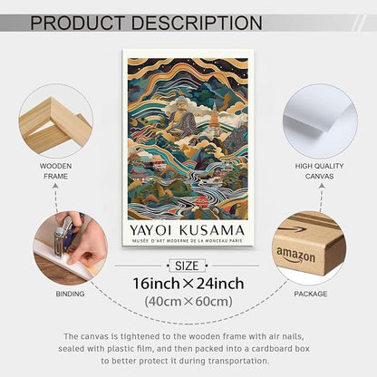 Yayoi Kusama Framed Wall Art Vintage Japanese Poster 16X24 in Abstract Buddha - Image 2