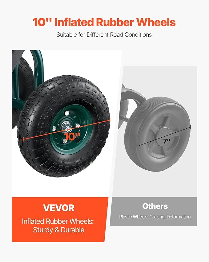 VEVOR Rolling Garden Cart with Swivel Seat, Heavy Duty Garden Seat with Storage Basket & Tool Tray, 300 lbs Weight Capacity, Outdoor Utility Gardening Stool Scooter for Lawn Yard Planting Weeding