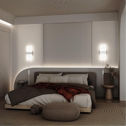 KICAAO Wall Sconces, Modern Wall Sconce Plug in 10W 6000K Cool White Acrylic - Image 3