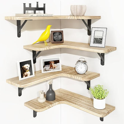 YGEOMER Corner Floating Shelves, Wall Mounted Corner Shelf by YGEOMER