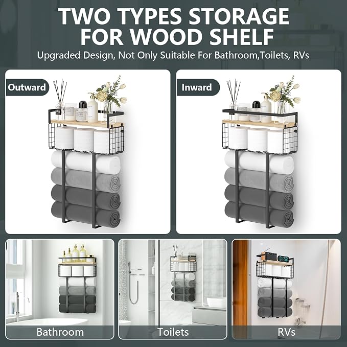 Xstydes Towel Racks for Bathroom, Metal Towel Holder - Image 4