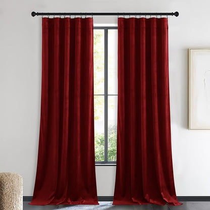 NICETOWN Christmas Red Velvet Curtains and Drapes, Extra Long Elegant Wall - Image 2