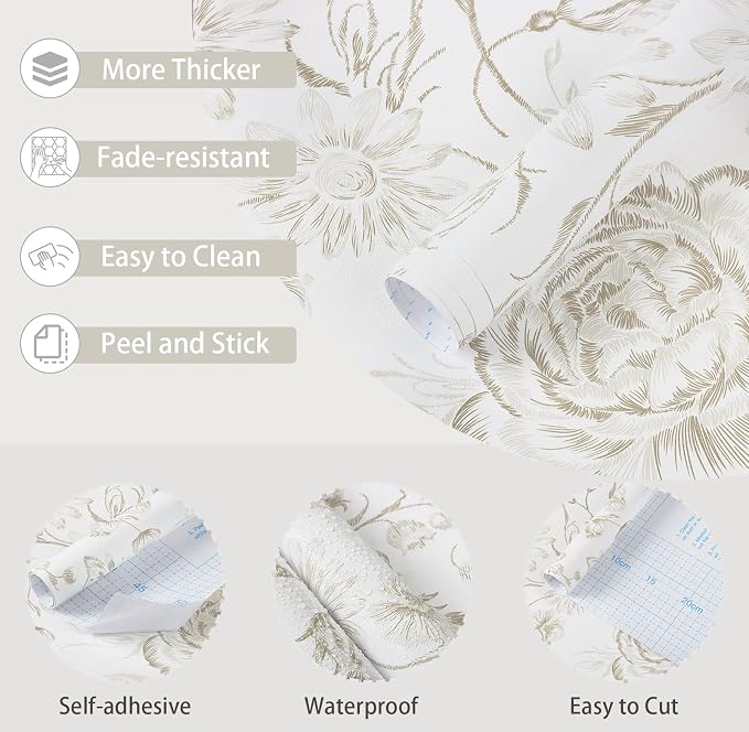 Yasinet Peel and Stick Wallpaper Boho Floral Wallpaper Vintage Floral Contact - Image 8
