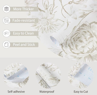 Yasinet Peel and Stick Wallpaper Boho Floral Wallpaper Vintage Floral Contact - Image 8