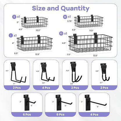 SMARTSTANDARD 30PCS Slatwall Accessories, Includes 4PCS Wall Baskets and 26PCS - Image 5