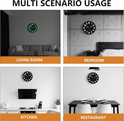 Glow in The Dark Wall Clock Non Ticking, 10 inch Silent Wall Clocks Battery - Image 9