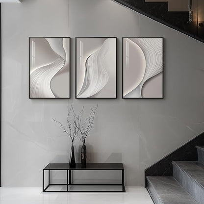 Framed Modern Abstract Wall Art, 3 Piece Minimalist Bright Style Prints - Image 4