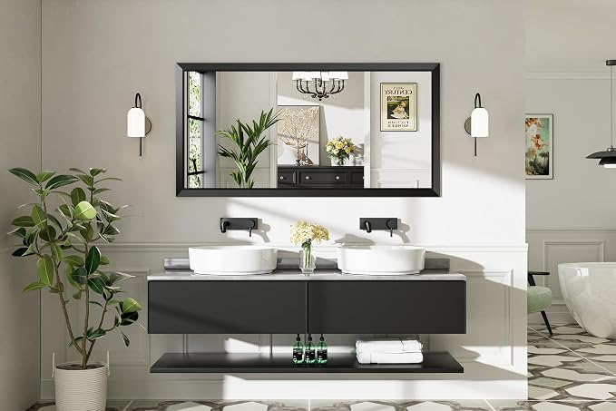 Briivue 60x28 Inch Black Bathroom Mirror - Image 9