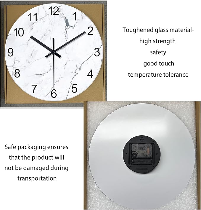 Extra Large Marble Decorative Wall Clocks Battery Operated 24 Inch Modern - Image 6