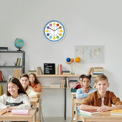 XFM Blue Kids Wall Clock 8 Inch Silent Non Ticking Quartz Battery Operated - Image 3