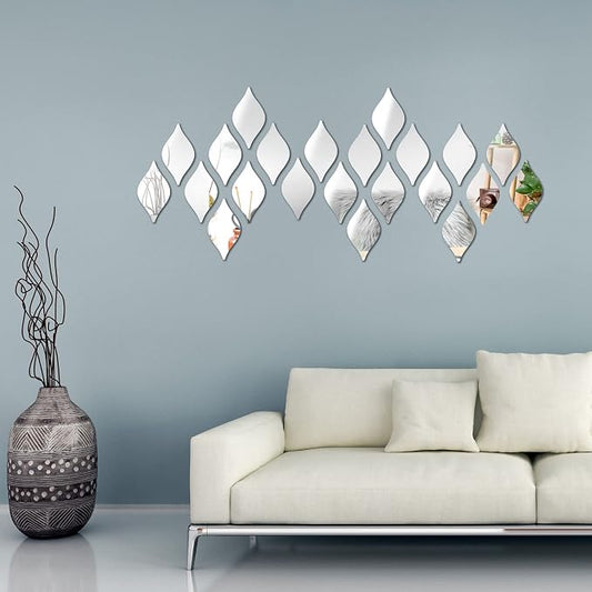 Weysat 30 Pcs Mirror Wall Stickers Decor Acrylic 3D Tear Drop Decorative by Weysat