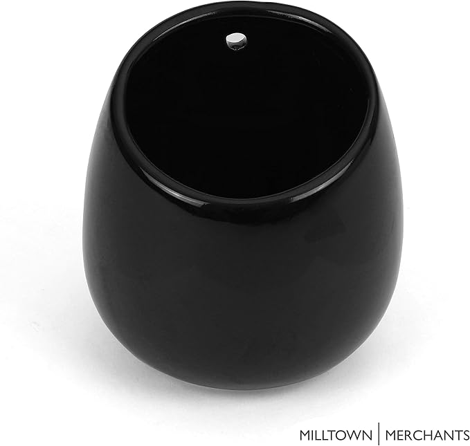 Milltown Merchants Succulent Wall Planter - Black Ceramic Mounted Vase - Plant Pot for Living Wall (1 Pack/Modern/Black)