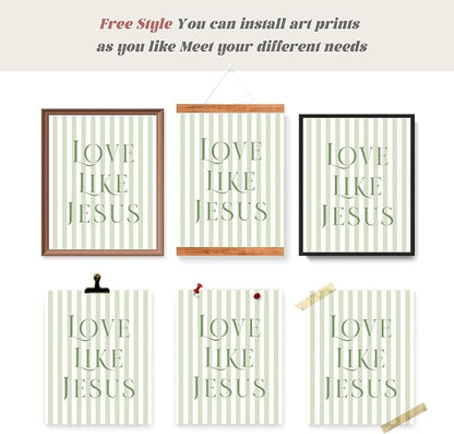 LARTSFRO Coquette Sage Green Bow Jesus Wall Art Decor Posters, Inspirational - Image 4