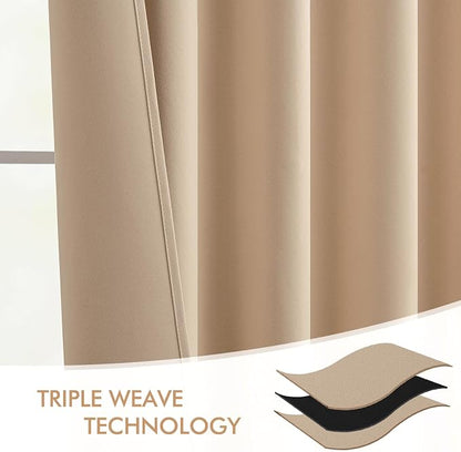 MIULEE Beige Back Tab Blackout Curtains 54 Inches Long 2 Panels Set - Image 7