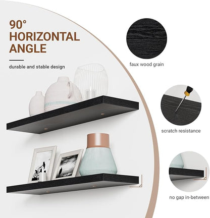 Heimlove Floating Shelves for Wall 36 Inches Long, 9.3" Deep Black Floating - Image 5