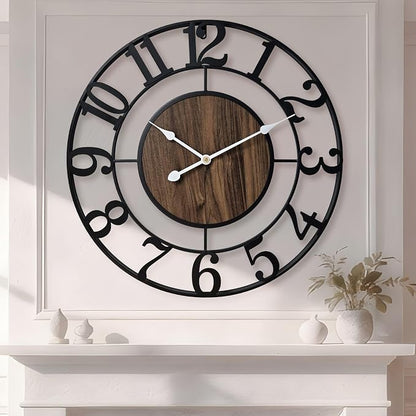 Large Metal Wall Clock, 20 Inch Retro Decorative Silent, Non Ticking, Battery by Unknown