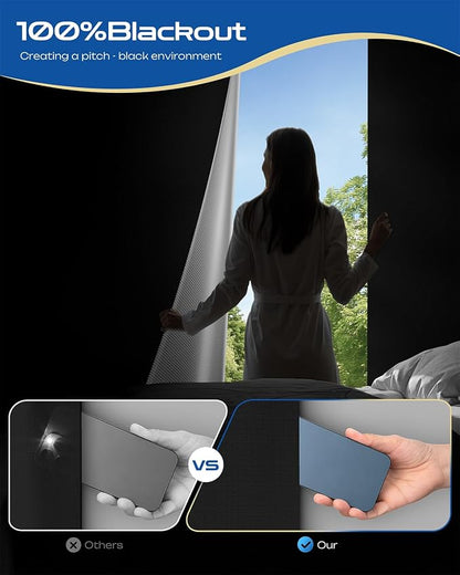 22" W x 54" L 100% Blackout Curtains, Total Darkness No-Drill Black Out Window - Image 5