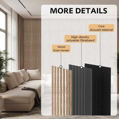 4 Pack Wood Panels for Wall, 106.3" × 11" Wood Slat Acoustic Panels for Wall - Image 4