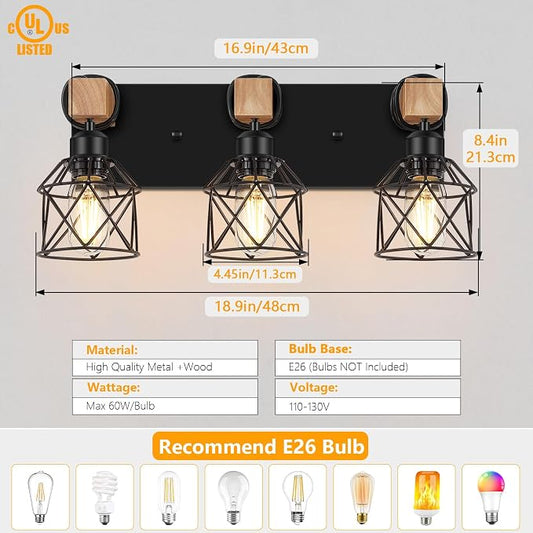FadimiKoo 3-Light Farmhouse Vanity Light - Image 2