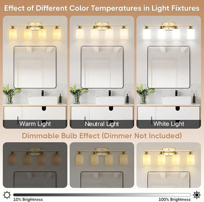 Ascher Bathroom Light Fixtures, 4-Light Vanity Light Over Mirror, Wall Lamp - Image 8