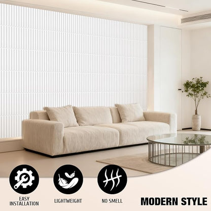 Qidejoy 33 Pcs 3D PVC Slat Wall Panels 12X12in Fluted Textured Paneling Modern - Image 5