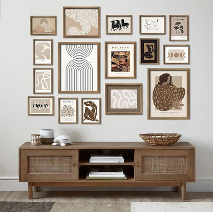 ANERZA 16 PCS Boho Eclectic Wall Art Decor, Abstract Gallery Wall Collage Kit - Image 5