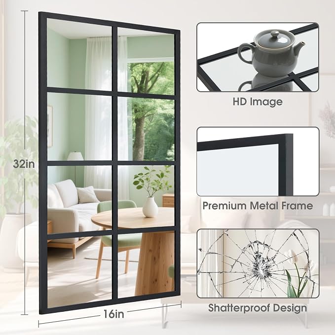 DUMOS Window Pane Mirror, 16x32 Inch Mirrors - Image 2